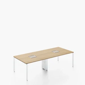 Mesa de Reunión Novel con pasacables 280x120 Blanco-Blanco