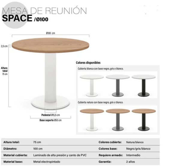 Mesa de Reunión Space 100 Natura/Negro - Imagen 2