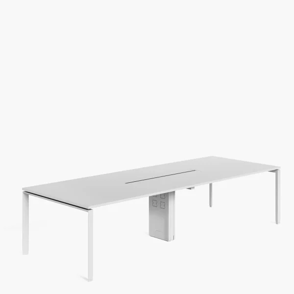 Mesa de Reunión Novel con pasacables 280x120 Haya Natural-Blanco - Imagen 2