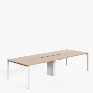 Mesa de Reunión Novel con pasacables 280x120 Haya Natural-Blanco